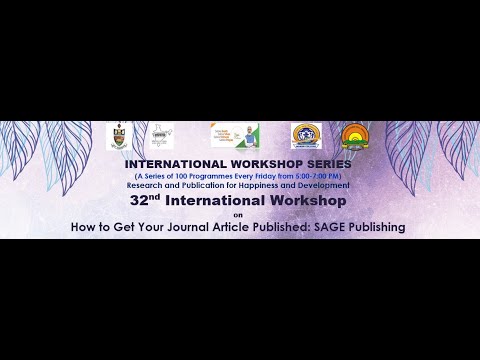 32nd International Workshop on How to Get Your Journal Article Published: SAGE Publishing