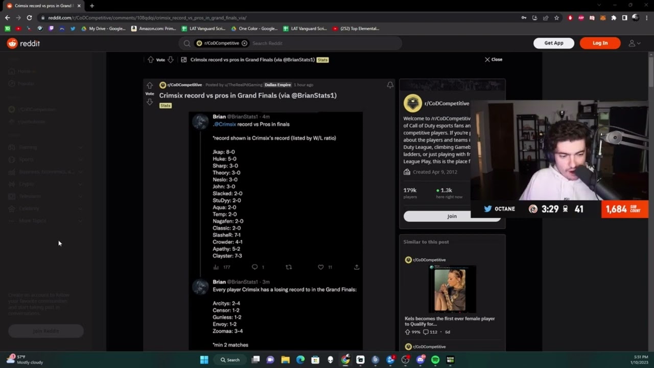 Octane Reacts to Crimsix Record Vs Pros In Finals