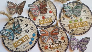 ROUND BUTTERFLY GIFT TAGS USING BOOK PAGES | UPCYCLE CRAFTS