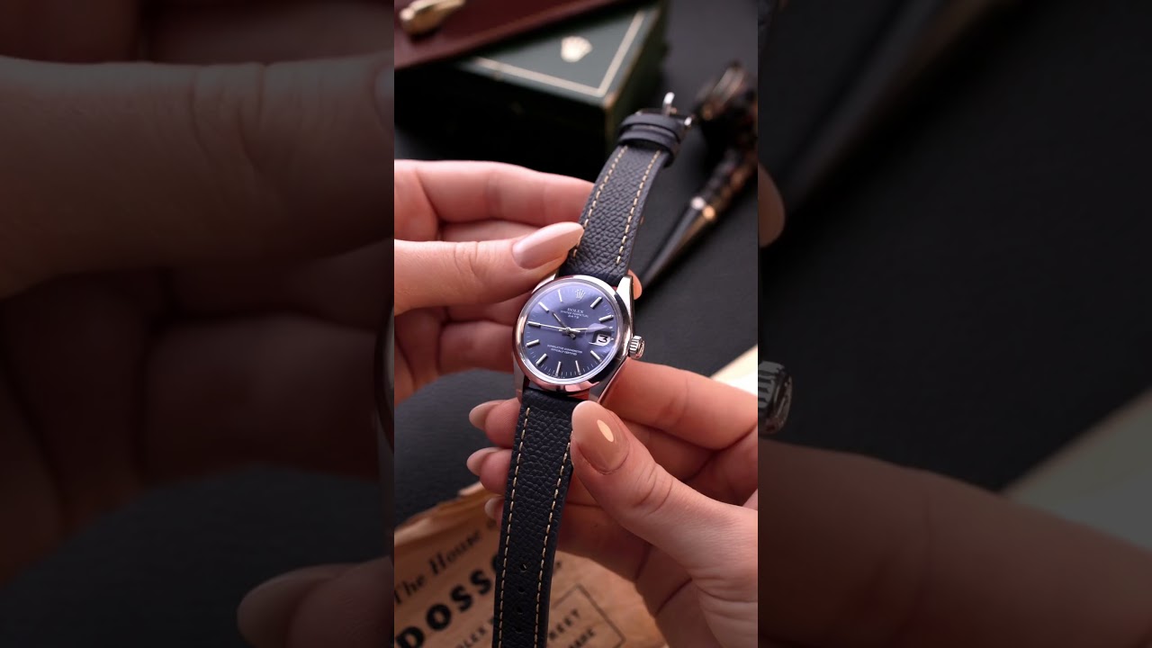 Rolex Vintage Oyster Perpetual Date Ref. 1500, Blue Sunburst Dial, Caliber 1520 from 1970's 