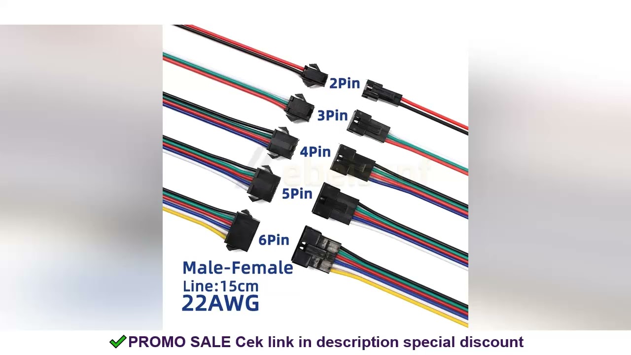 2 3 4 5 6 Pin LED Strip JST SM Connector Male or Female Adapter Plug JST Connector Terminal with 15C