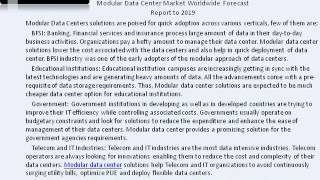 Modular Data Center Industry By Deployment Size - Forecast To 2019