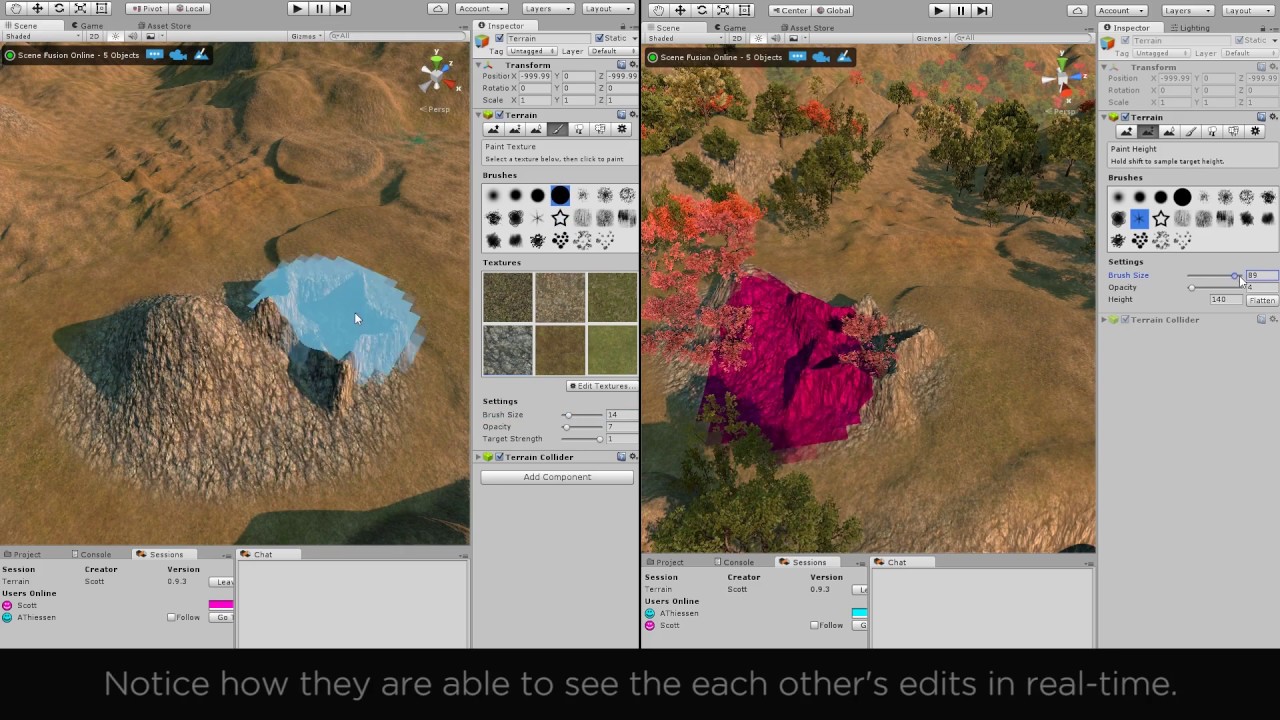 Collaborative Terrain Editing with Scene Fusion Feature Video
