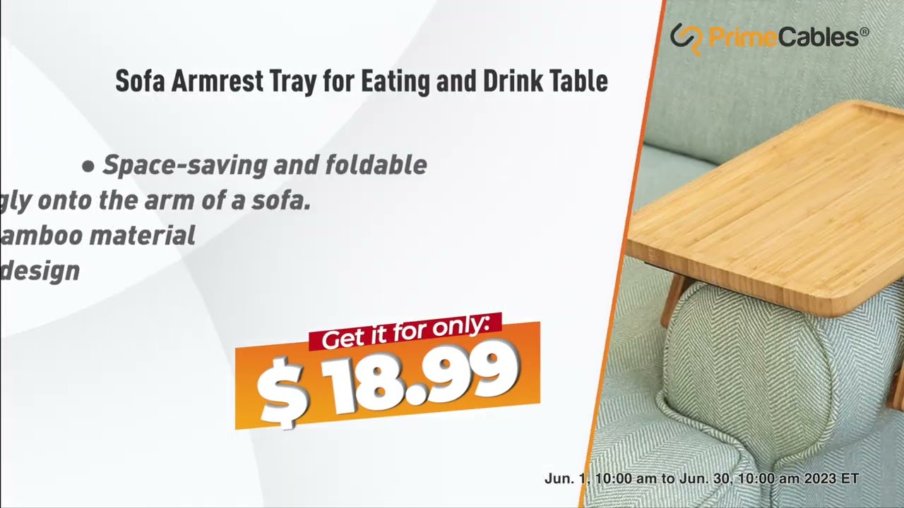 Home Couch Armrest Tray for Eating and Drink Table with Wide Hinge for Different Sofa