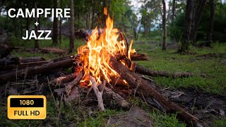 Cozy Campfire With Jazz Music: Perfect for Sleep, Relaxation & Meditation.