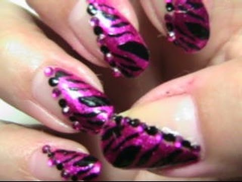 Metallic Pink Zebra Nails