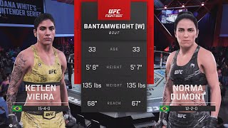 UFC Vegas 110 Ketlen Vieira vs Norma Dumont Bantamweight Fight Simulation 🇧🇷👊🎮 UFC Apex Las Vegas