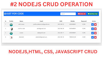 #2 CRUD | CRUD IN NODEJS | CREATE |  READ | UPDATE | DELETE ||  HTML | CSS | JAVASCRIPT @Justforcode
