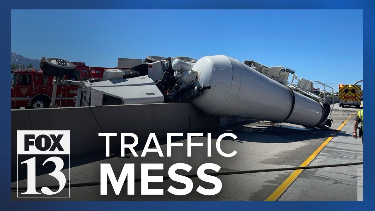 Large spill after cement truck rollover causes highway traffic headache ...