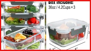 5 Pack,36 OzGlass Meal Prep Containers 2 Compartments Portion Control