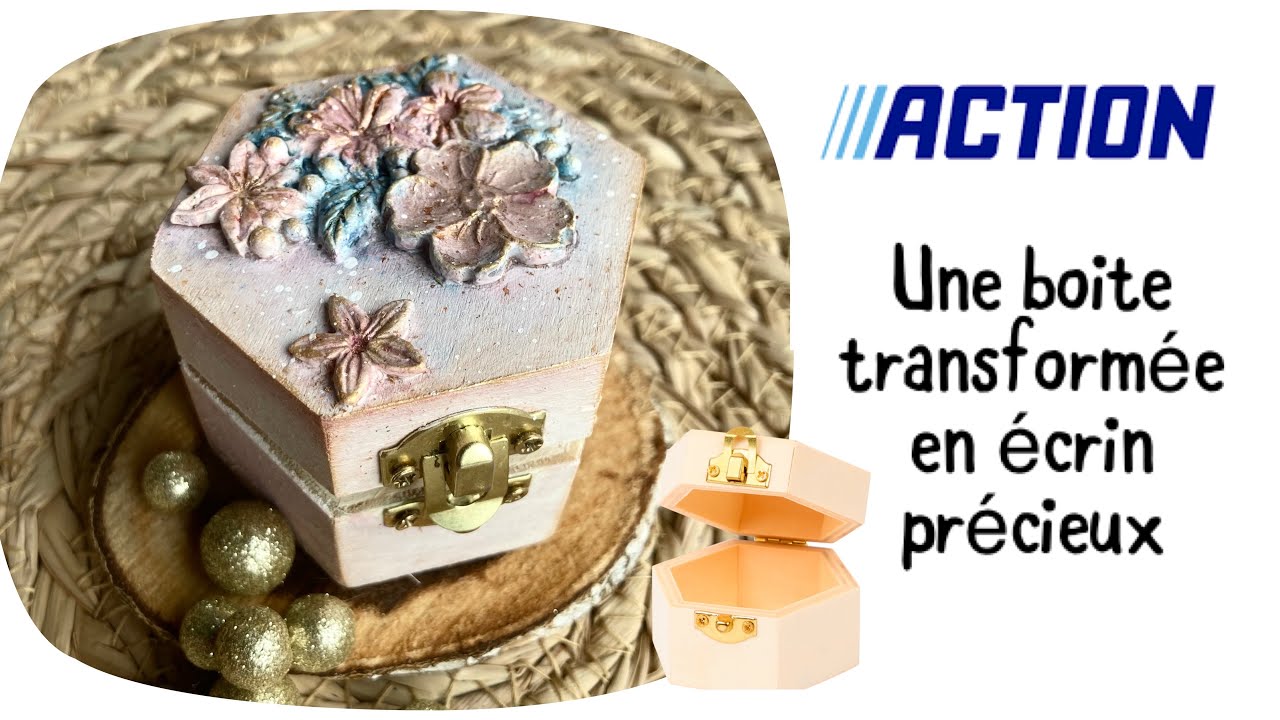 MAGIQUE : une boite en bois Action transformée en écrin à bijou précieux chic et romantique