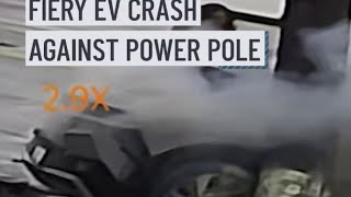 Security video captures fiery EV crash in North Hollywood