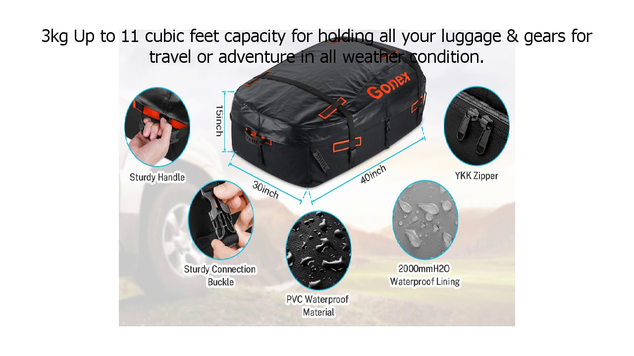 Special Discount on Gonex Rooftop Cargo Carrier Bag, Waterproof Car Top Carriers 11 Cubic Feet