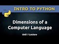 1.0 - Unit 1 Lecture: Intro to Python and Dimensions of a Computer Language