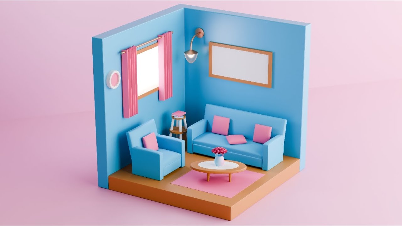 Interior design in Blender || Low poly