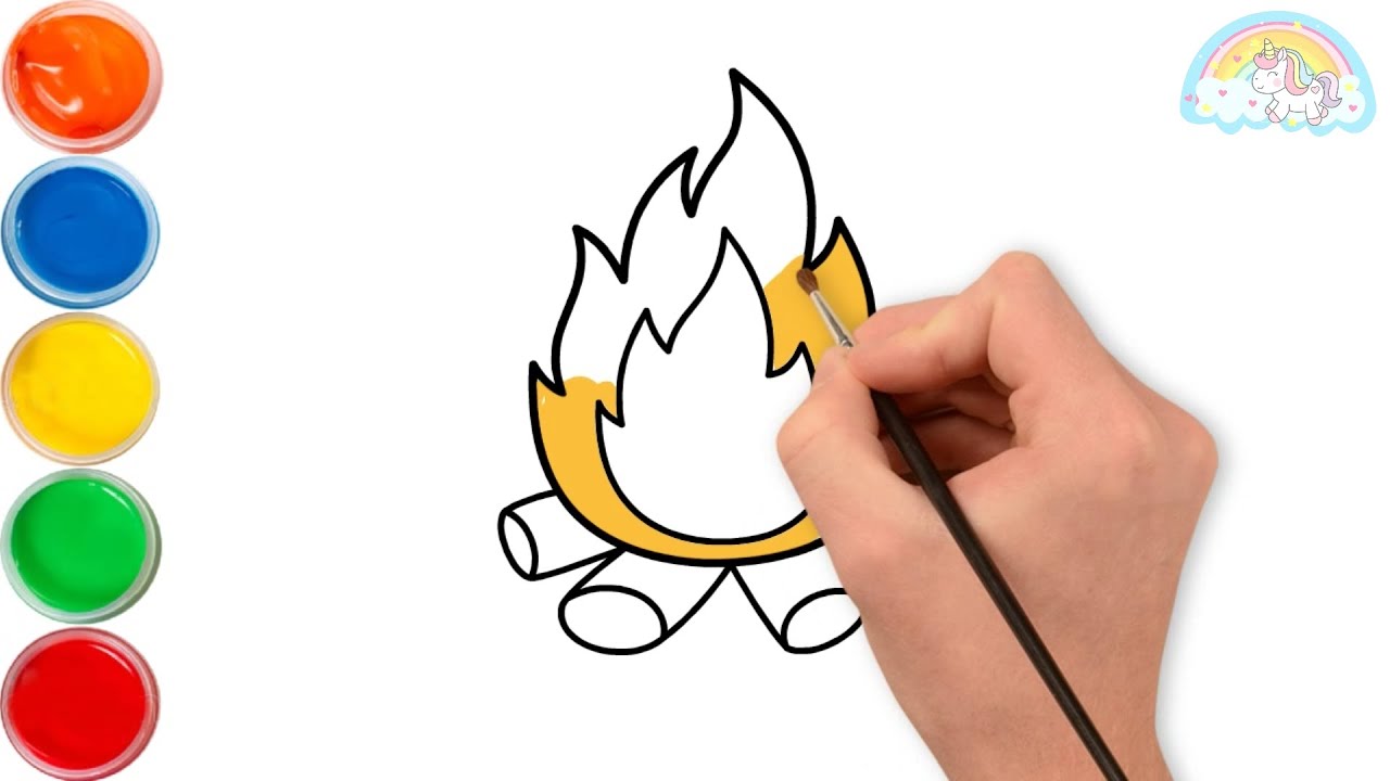 How to draw and color FIRE for kids EASY and STEP BY STEP? 😍🌹 - YouTube