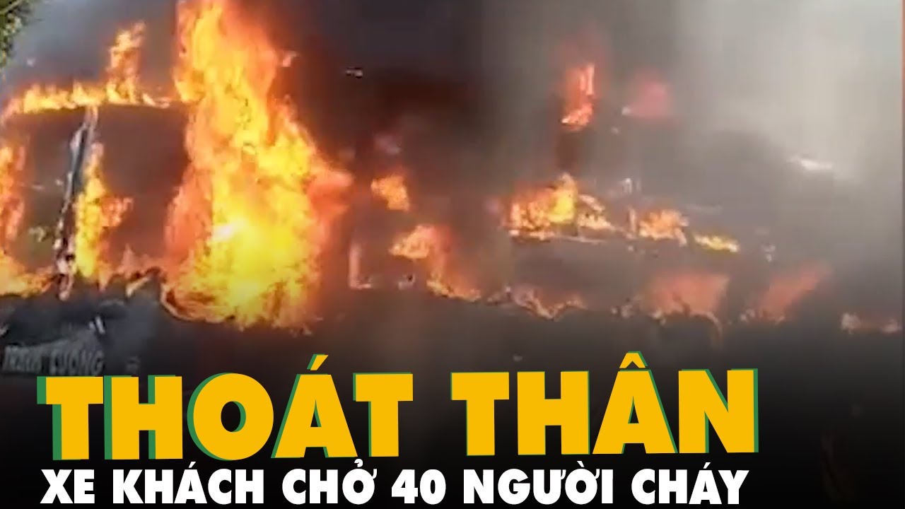 40 hành khách kịp thời thoát thân trước khi xe khách giường nằm cháy trơ khung