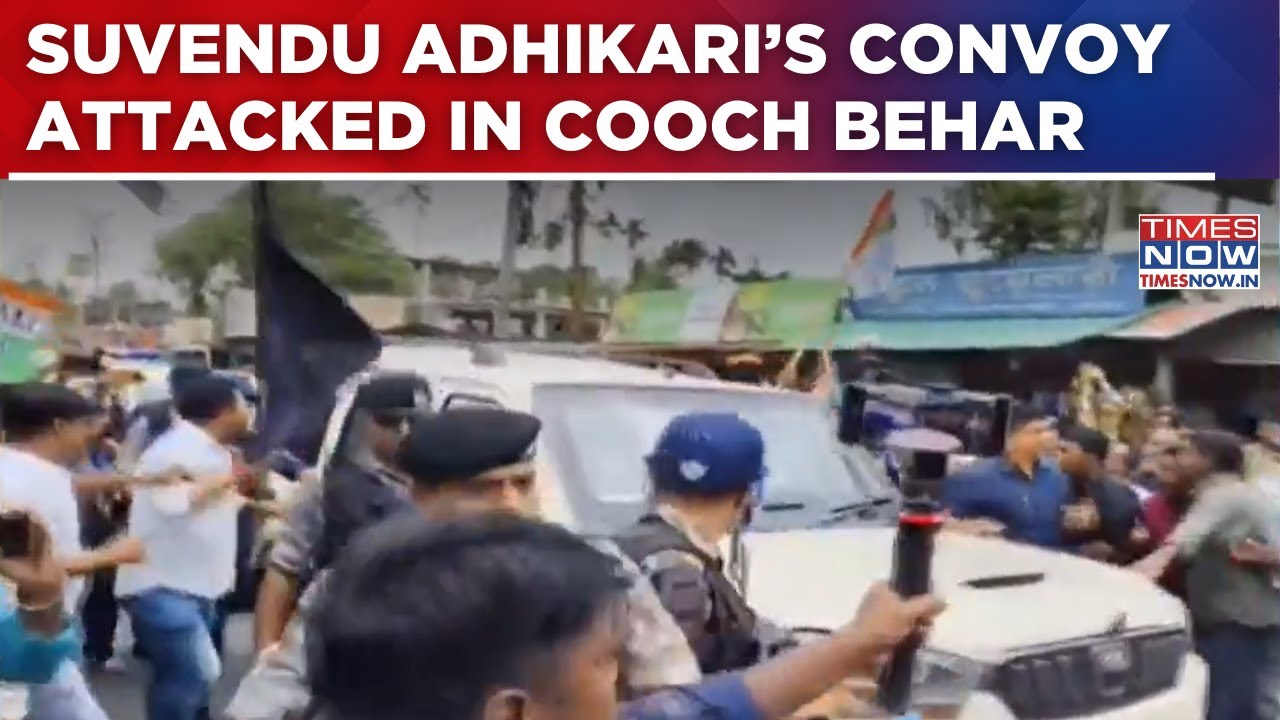 Suvendu Adhikari’s Convoy Attacked In Cooch Behar, Vehicle Damaged Amid Black Flag Protest