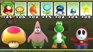 What happens when Patrick Star, Yoshi, a Shy Guy and a Mega Mushroom uses Mario's Power-Ups