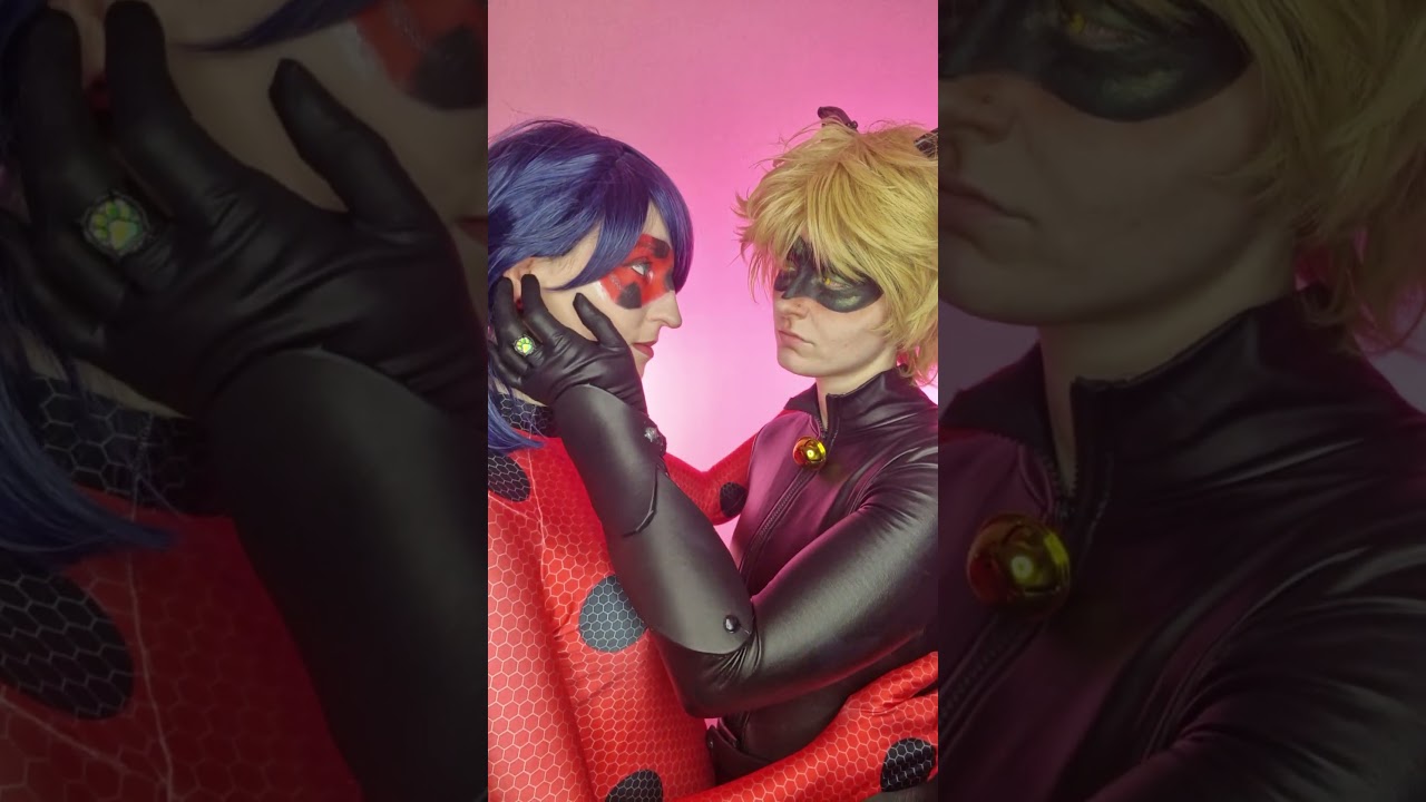 🐞🐈‍⬛Ladynoir in LOVE🐈‍⬛🐞 Miraculous Ladybug and Cat Noir cosplays 😍😍 #cosplay #shorts