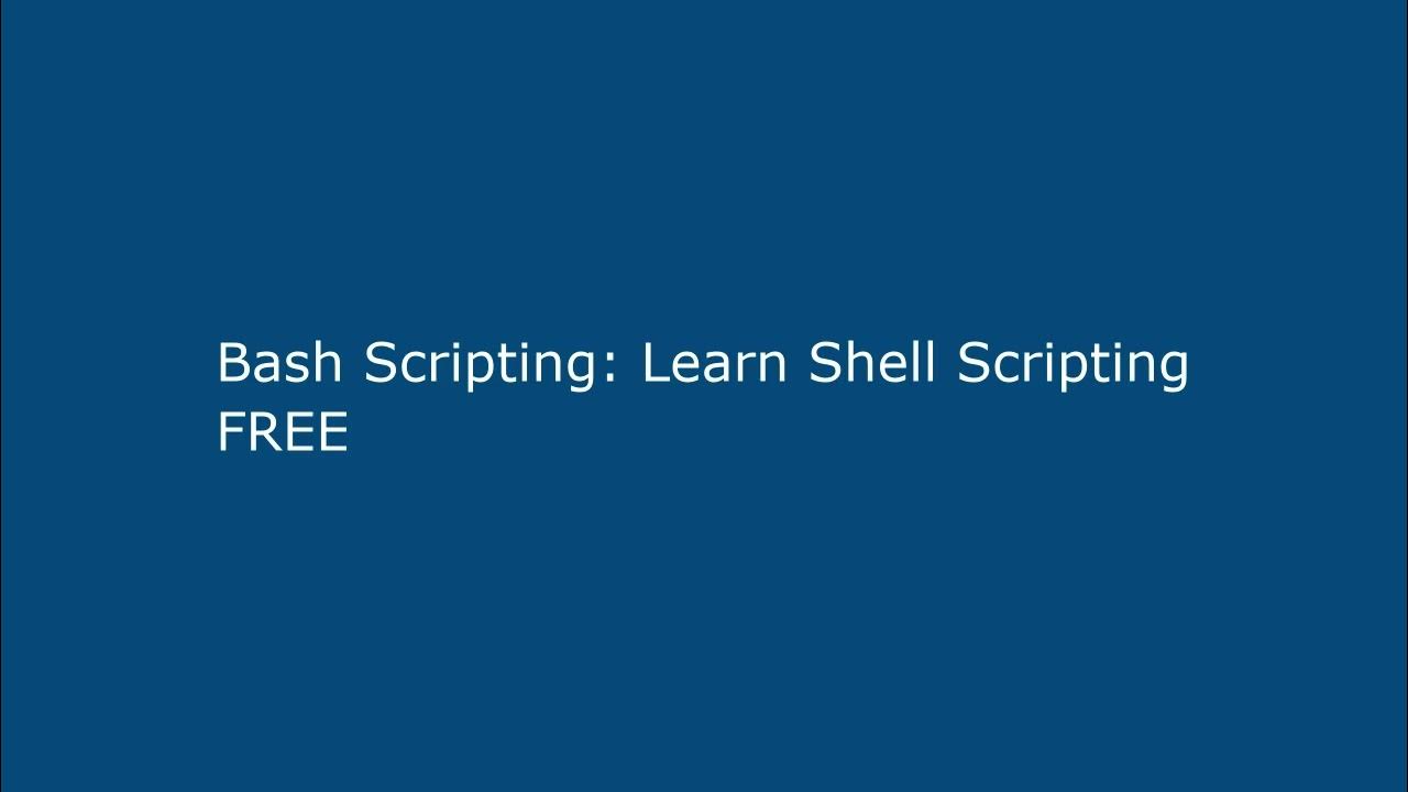 Bash Scripting: Learn Shell Scripting FREE - YouTube