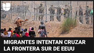 El momento en que migrantes intentan cortar las vallas instaladas en la frontera sur de EEUU by Univision Noticias 8,412 views 14 hours ago 2 minutes, 19 seconds