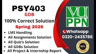 PSY403 GDB 100% Correct Solution Spring 2026 PSY403 GDB Solution 2026 #psy403 #vuppn