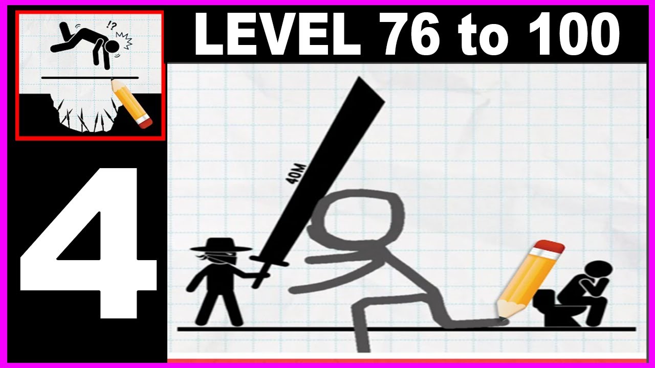 Draw 2 Save Stickman Puzzle level 76 to 100 - Gameplay Walkthrough Part 4 all levels Solution