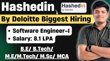 🔥Hashedin(Deloitte) 2024 Off Campus Hiring | Salary: 8.1 LPA |B.E/ B. Tech/ M.E/ MTech/ M.Sc/ MCA