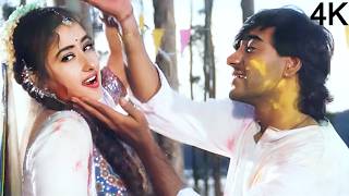 Rang Di Rang Di Preet Ne Rang Di 4K | 90s Holi Song | Dhanwaan 1993 | Ajay Devgn, Karisma & Manisha