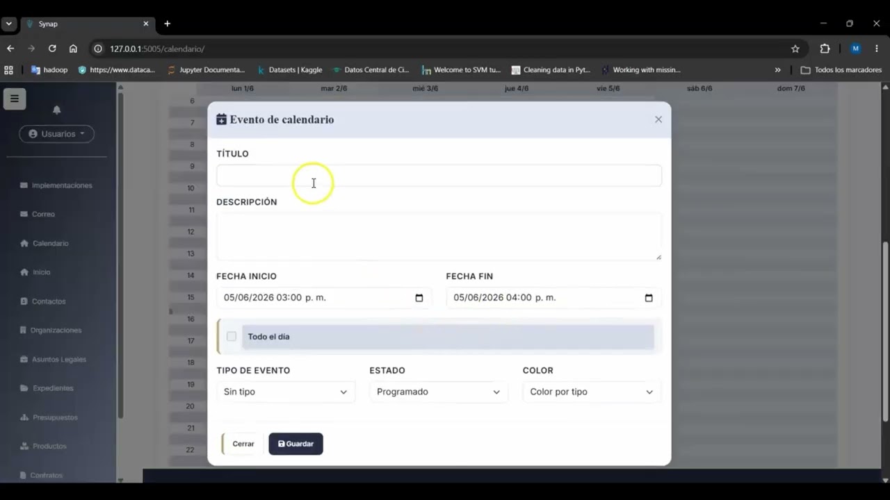 demo synap lex calendarios judiciales