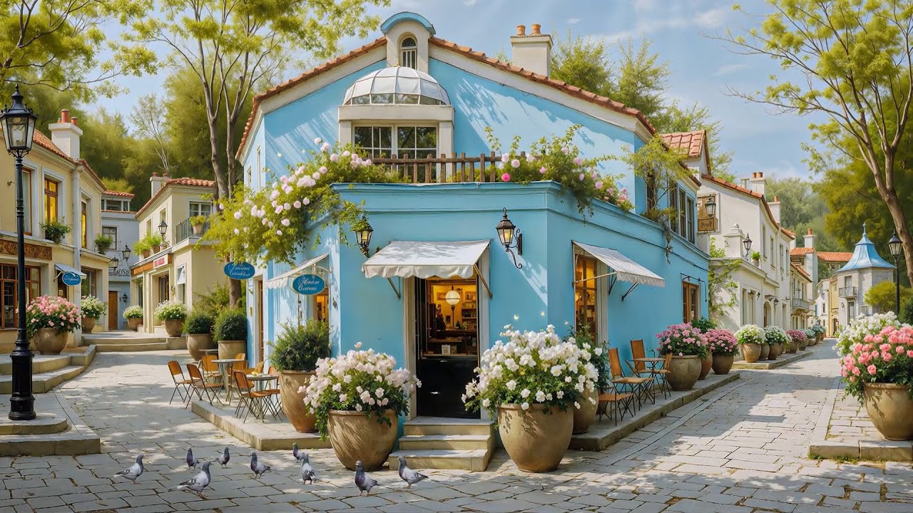 Elegant Morning Jazz ☕ Spring Outdoor Café Ambience & Bossa Nova Jazz Instrumental for Stress Relief