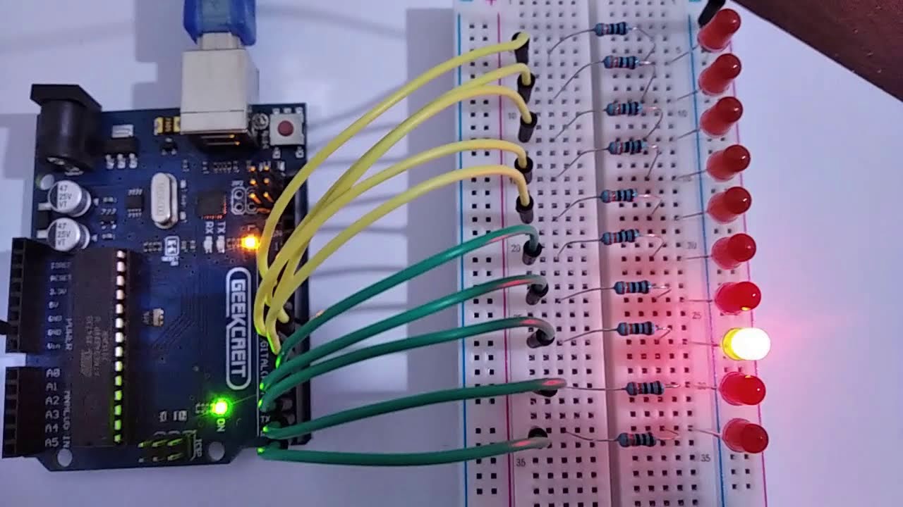 Arduino ten led flashing project 2 - YouTube