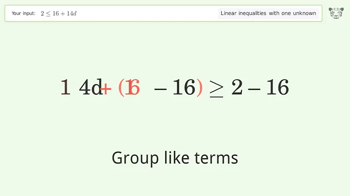 Solving Linear Inequalities: 2 is Smaller Than or Equal to 16+14d