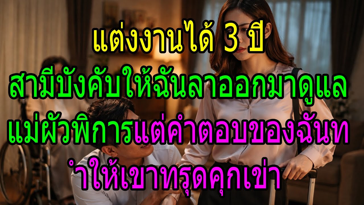 แต่งงานได้ 3 ปี สามีบังคับให้ฉันลาออกมาดูแลแม่ผัวพิการ แต่คำตอบของฉันทำให้เขาทรุดคุกเข่า