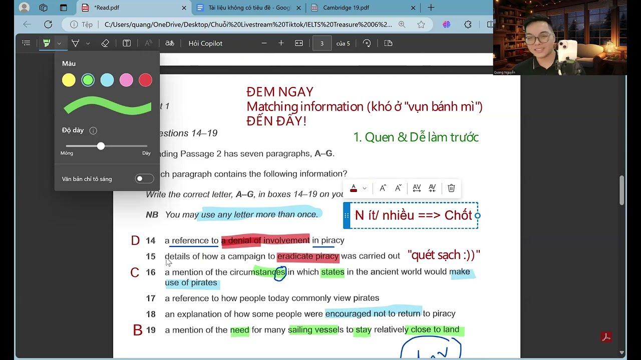 Kinh nghiệm oanh tạc MATCHING INFORMATION để 9.0 Reading - by Thế Quang at IELTS Từ Đầu.