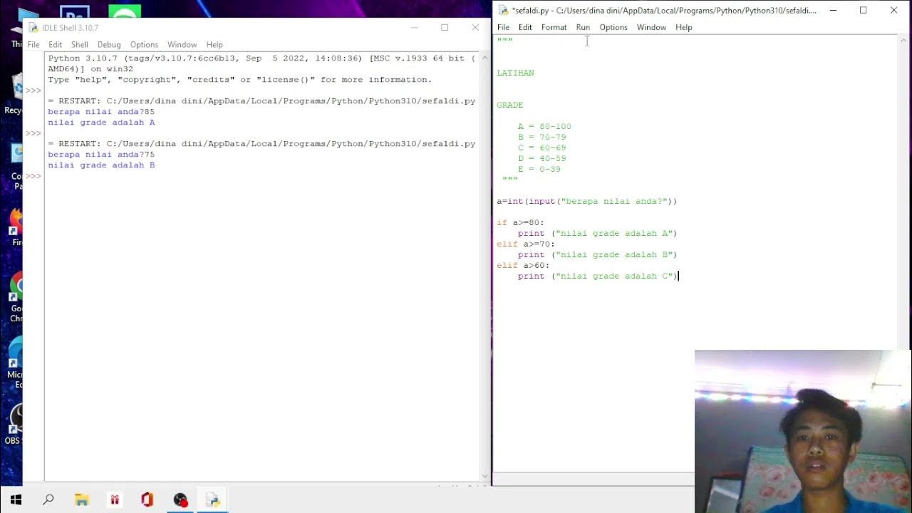 belajar if Elif else Make Grade Value python pertemuan 3 - YouTube