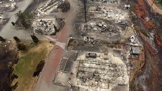 Drone view of Boston Flats fire destruction