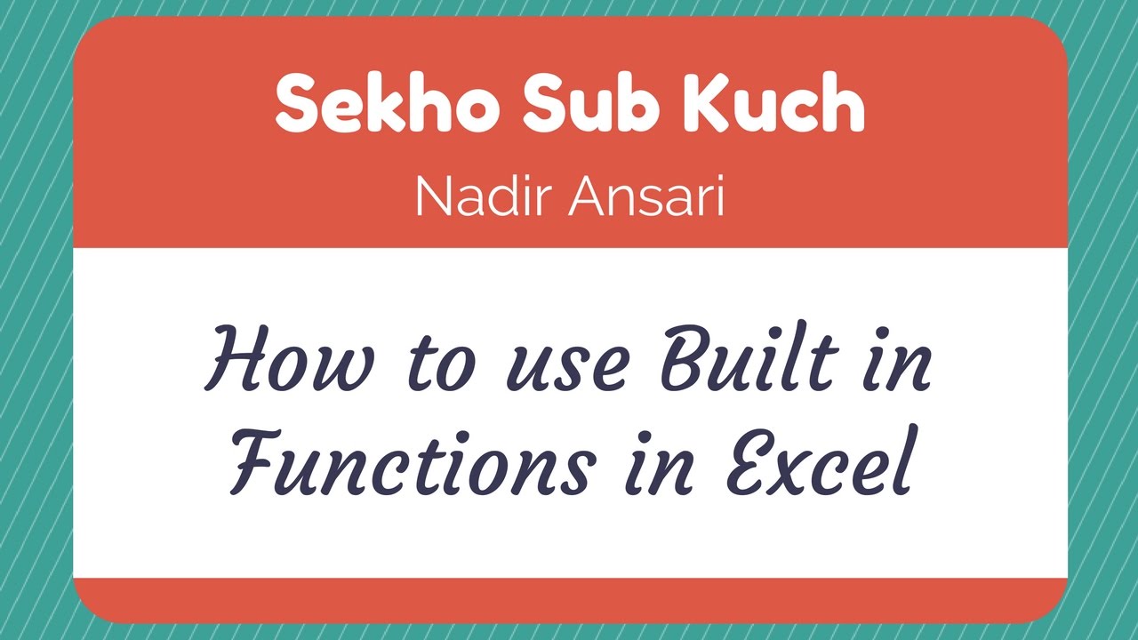 How to use Built in Functions in Excel [Urdu / Hindi] - YouTube