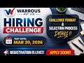 Warrous Pvt Ltd Hiring Challenge 2026 🔥 Test Date 27 Mar 2026 | Registration LIVE!!
