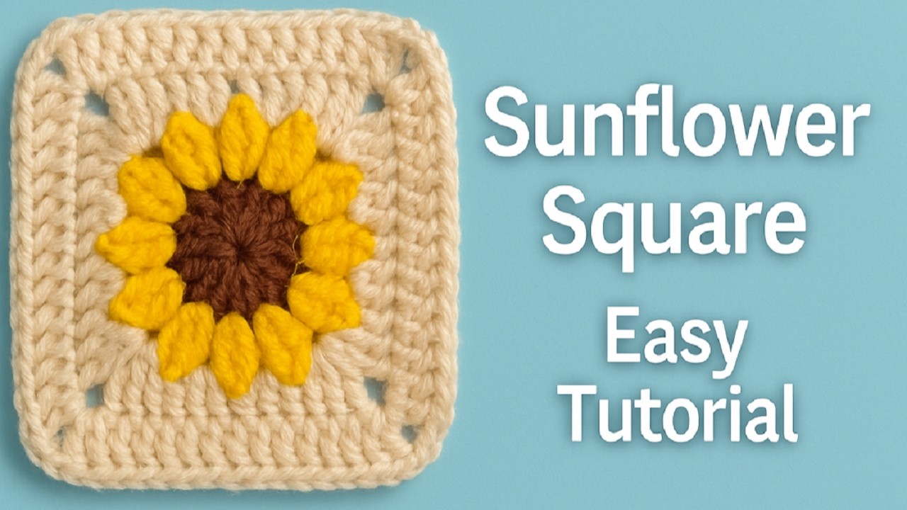 The Cutest Sunflower Granny Square!Create Adorable baby Blankets 🌻Easy & Fun Crochet for Beginners!