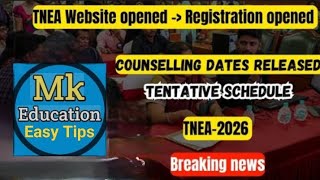 TNEA 2026 Counselling Schedule Released|TNEA -2026 WebsiteOpened|RegistrationOpened 2026 Engeneering