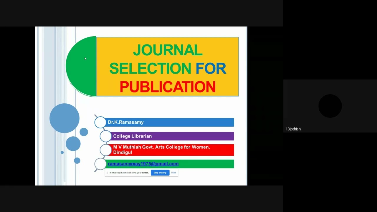 Journal Selection for Publication  31 January 2022 ( in Tamil)