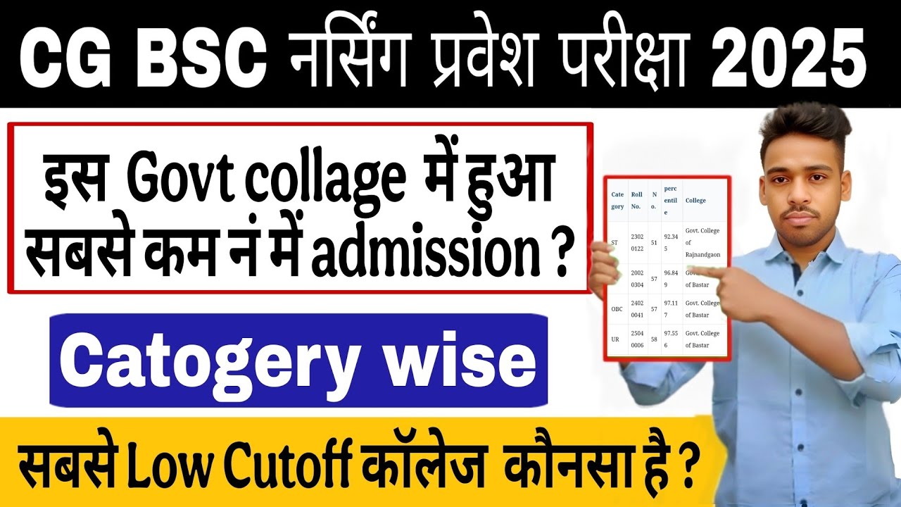 CG BSc Nursing Admission 2025 | Govt College Low Cutoff List | Category ...