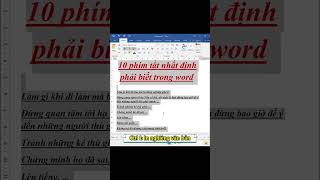 Top 10 Phím tắt trong Word