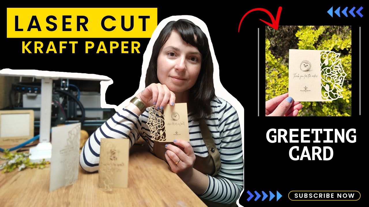 How to Make a Laser Cut Greeting Card with Engraving | Kraft Paper DIY