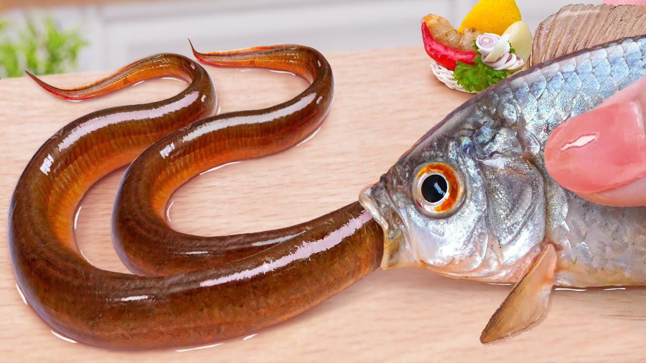 Best Seafood Recipes 😍 How To Make Miniature Smoked Eel and Salt Baked Fish 🥰 Mina Mini Kitchen