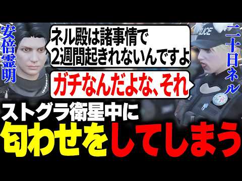 【#ストグラ】二十日ネルの行動を当ててしまい同棲疑惑が浮上する安倍霊明www【アベレージ/二十日ネル/えびす/ねけまる/しおこうじ】