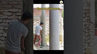 technique plastering skills | round columns #cementmixer #plasteringwork #shorts