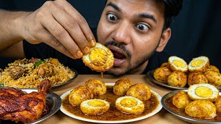 Spicy Egg Curry Mukbang 🔥 Indian Street Food Eating Challenge | Rice &amp; Chicken